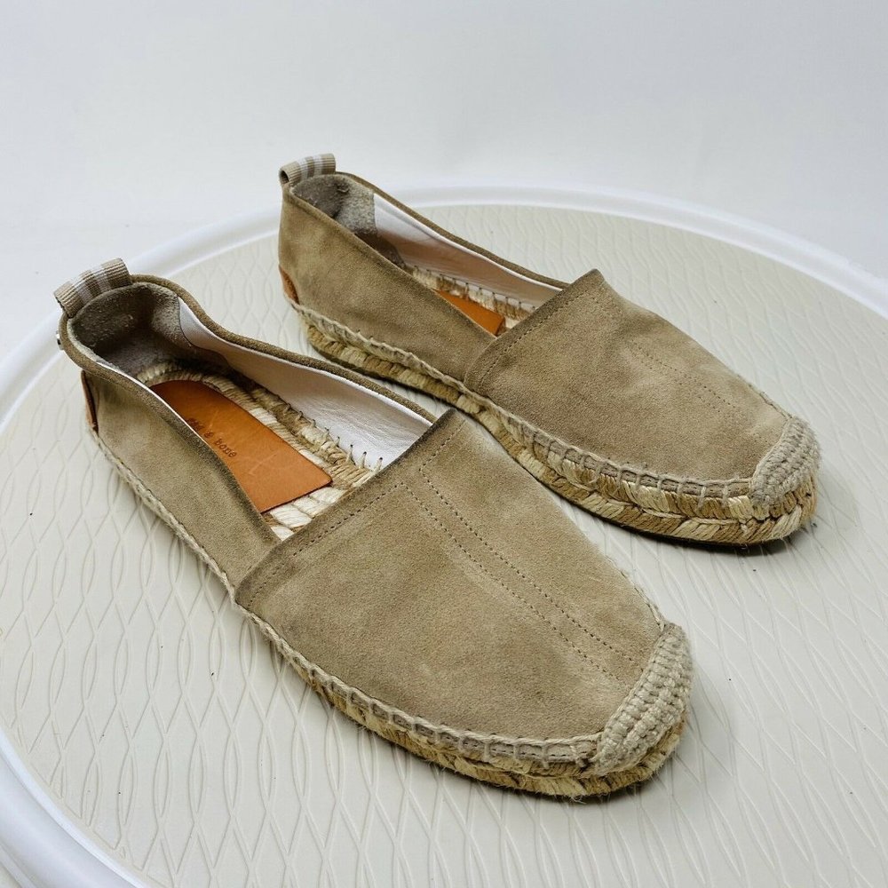 Rag & Bone Adria Suede Espadrille Flats 37 US 7 Beige Cream Slip On Shoes Women